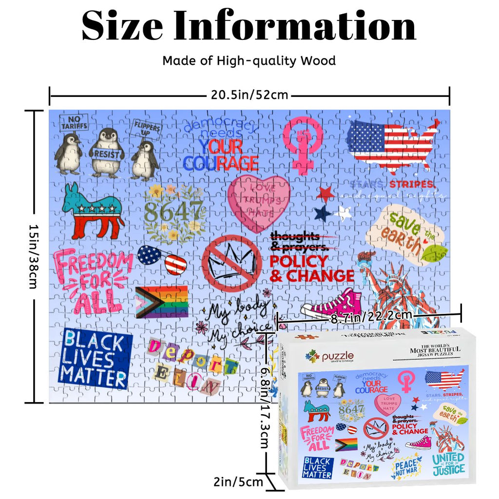 Anti-MAGA Puzzle, Democrat Progressive, 500 Pieces, Free Shipping