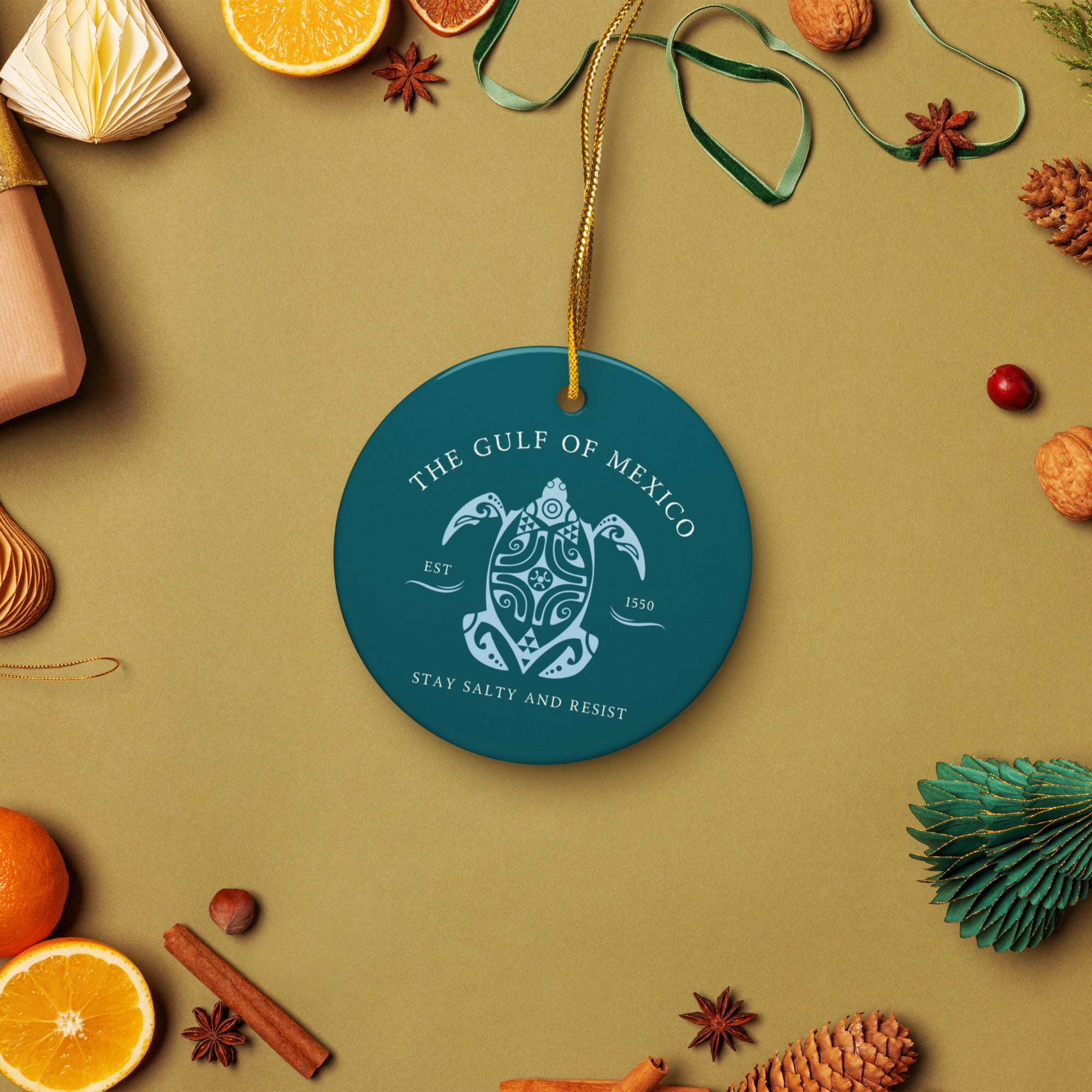 Gulf Of Mexico Stay Salty And Resist Ornament, Free Shipping