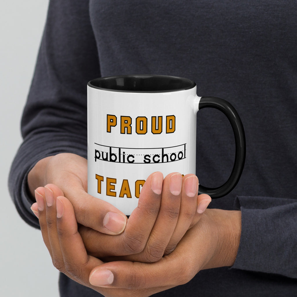 Proud Public School Teacher Retro Mug with Color Inside, Free Shipping