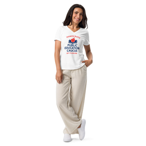 Democratic Public Education Caucus of Florida T-Shirt - Women’s Relaxed V-neck - Free Shipping